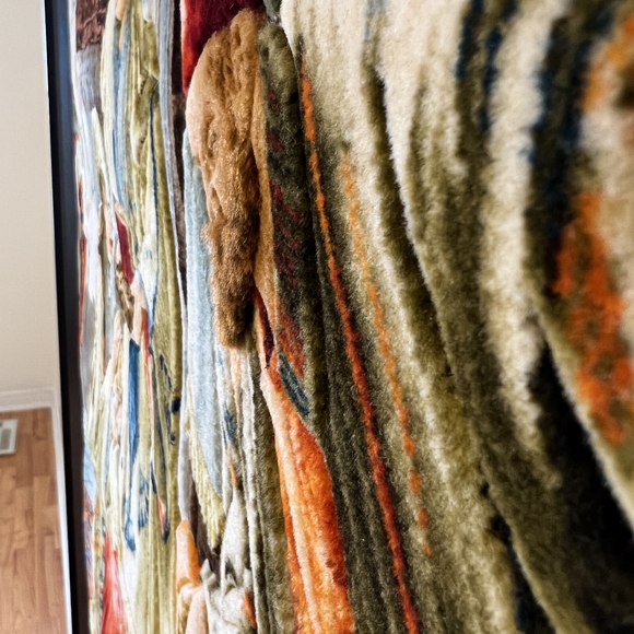 Unique Vintage Framed Hand Woven Silk Rug - Picture 2 of 5